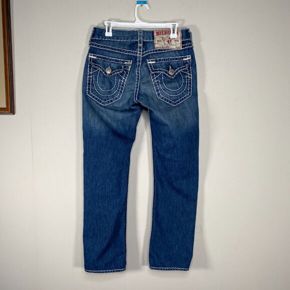 True Religion Billy Super T Denim Jean Men's 32 Blue Thick Stitch Flap Y2K USA - Picture 2 of 15